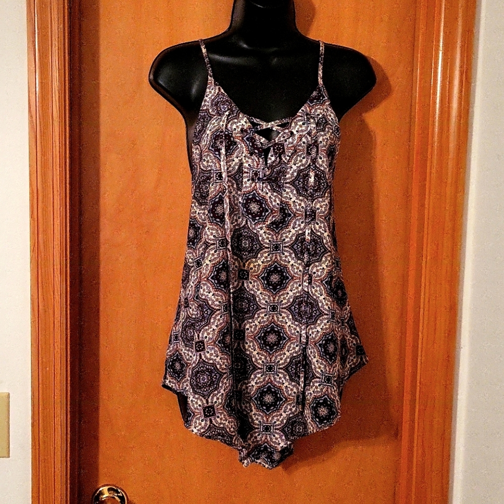 Women's XL Multicolored Printed MNK Handkerchief Top